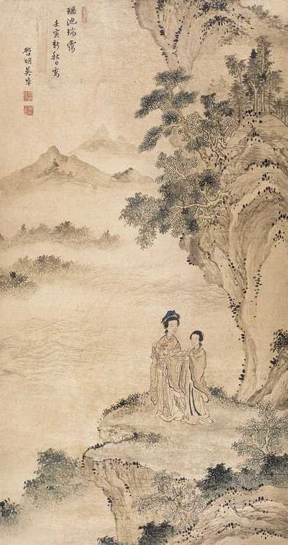 吴焯 壬寅（1722年）作 瑶池瑞霭 镜心